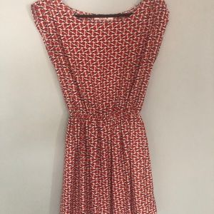 Red Print A-Line Dress